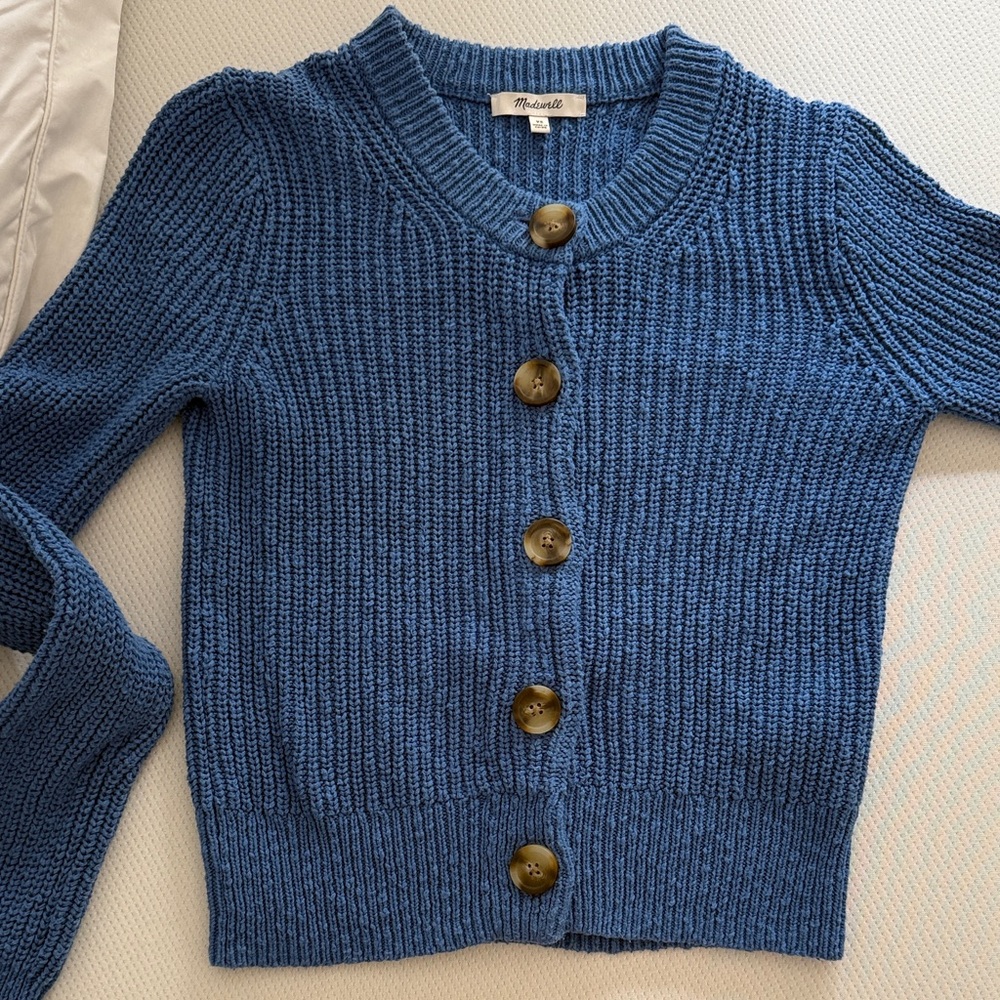 Madewell Blue Knit Cardigan Sweater